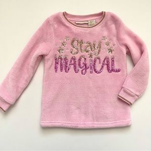 Cynthia Rowley Girls’ Light Pink "Stay Magical" Sequin Sherpa Pullover
